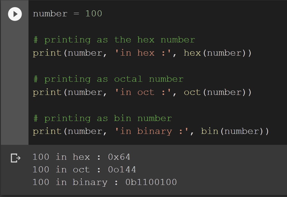 hex, octal, binary values